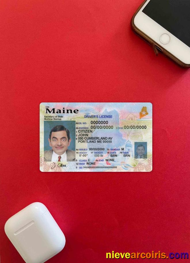 USA Maine state driving license, with all fonts (2019 – present) photolook